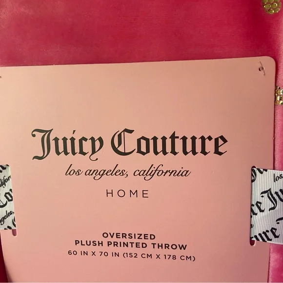 Juicy Couture Blanket - Pink and Gold Chain Link Design - Plush Throw Blanket